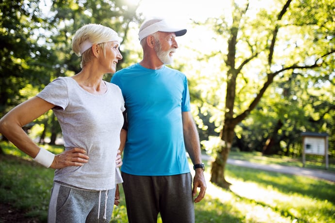 Senior couple exercising